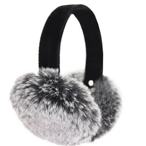 Surell Faux Rex Rabbit Earmuff With Velvet Band Black Frost